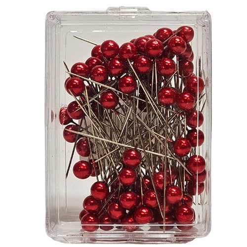 Alfinete com Pérola 8mm - Vermelho