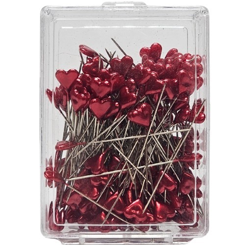 Alfinete com Pérola Coração - Vermelho