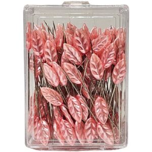 Alfinete com Pérola Folha - Rosa Claro
