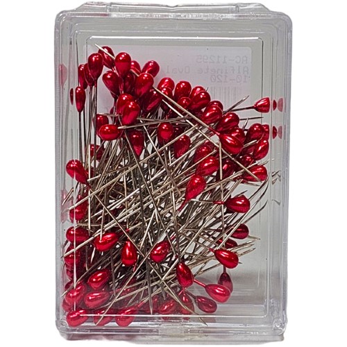 Alfinete com Pérola Oval - Vermelho