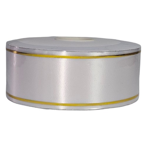 Rolo de Fita para Funeral 50mm x 50m - Branco / Dourado