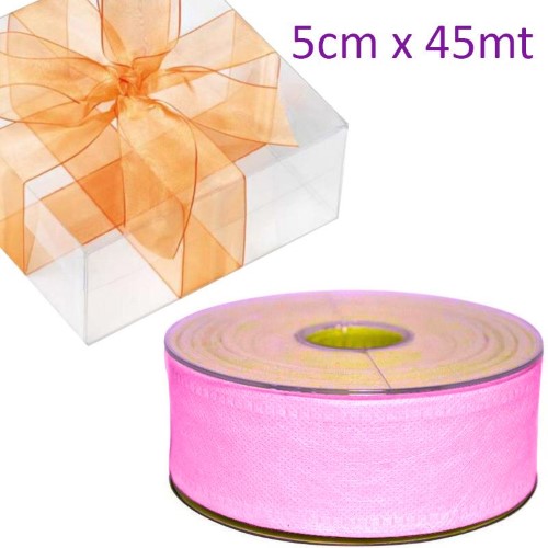 Rolo de Cinta / Tela Decorativa 50mm x 45m - Rosa Choque