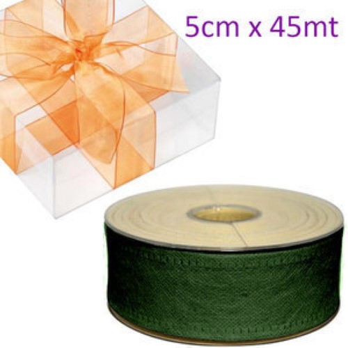 Rolo de Cinta / Tela Decorativa 50mm x 45m - Verde Escuro