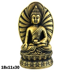 Buda Sentado em Resina 18x11x30cm - Dourado e Preto