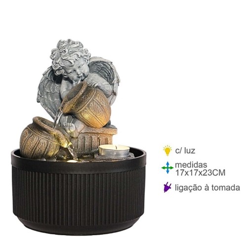 Fonte de Água em Resina com Anjo 17x17x23cm
