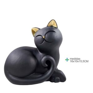 Gato Preto em Resina 16x10x15cm