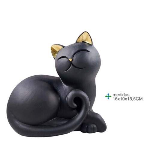 Gato Preto em Resina 16x10x15cm