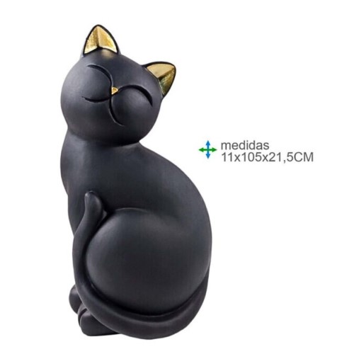 Gato Preto em Resina 11x10x21cm