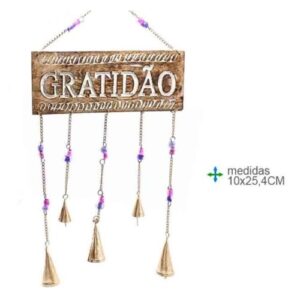 Placa em Madeira para Pendurar 10x25,4cm - Gratidão