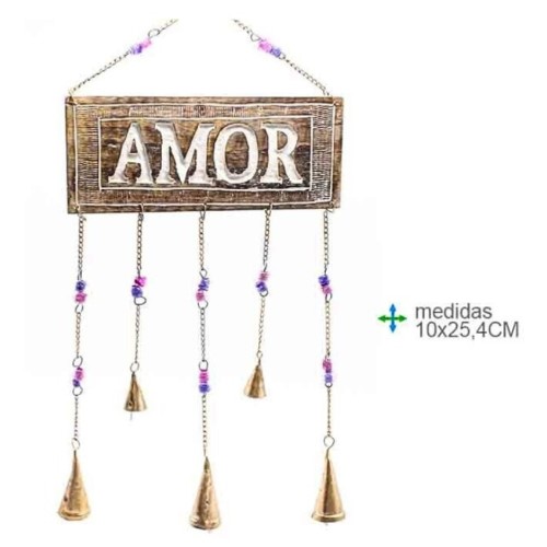 Placa em Madeira para Pendurar 10x25,4cm - Amor