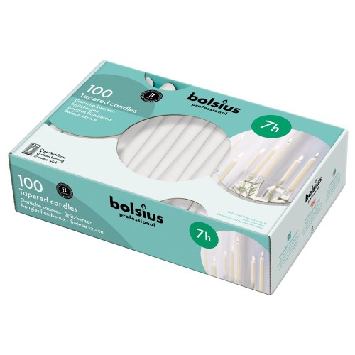 Vela Cónica para Eventos 24,5cm - Pack 100, Branco, 7h de Duração