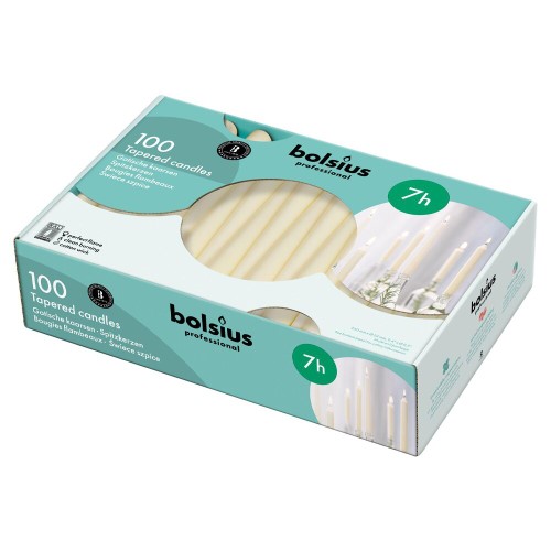 Vela Cónica para Eventos 24,5cm - Pack 100, Marfim, 7h de Duração