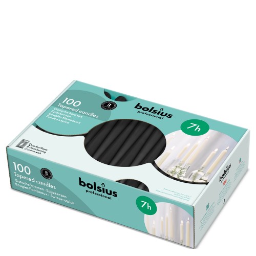 Vela Cónica para Eventos 24,5cm - Pack 100, Preto, 7h de Duração