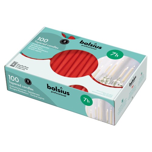 Vela Cónica para Eventos 24,5cm - Pack 100, Vermelho, 7h de Duração