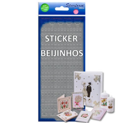 Folha de Autocolantes Laser - Beijinhos, Prateado