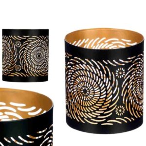Suporte de Vela em Metal - Preto / Dourado, Espiral