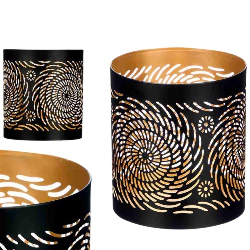 Suporte de Vela em Metal - Preto / Dourado, Espiral