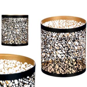 Suporte de Vela em Metal - Preto / Dourado, Abstrato
