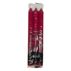 Vela Cónica 20cm - Pack 3, Bordeaux