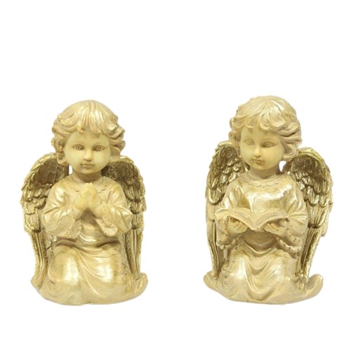 Anjo Sentado em Resina 15cm - Creme