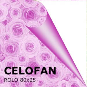 Rolo de Celofane Decorado 80cm x 25m - Rosas, Lilás