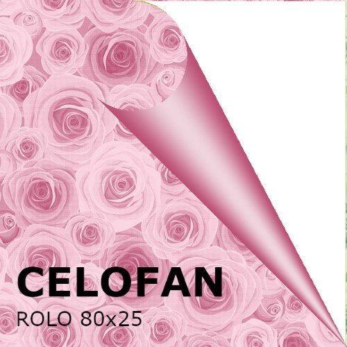 Rolo de Celofane Decorado 80cm x 25m - Rosas, Rosa