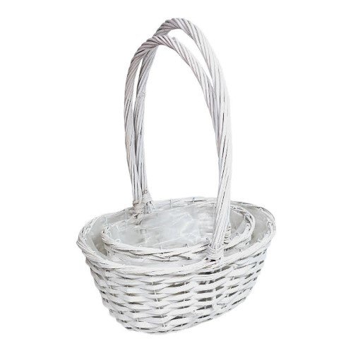 Cesto Oval com Asa - Pack 2, Branco