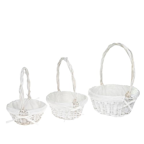 Cesto Redondo com Asa - Pack 3, Branco