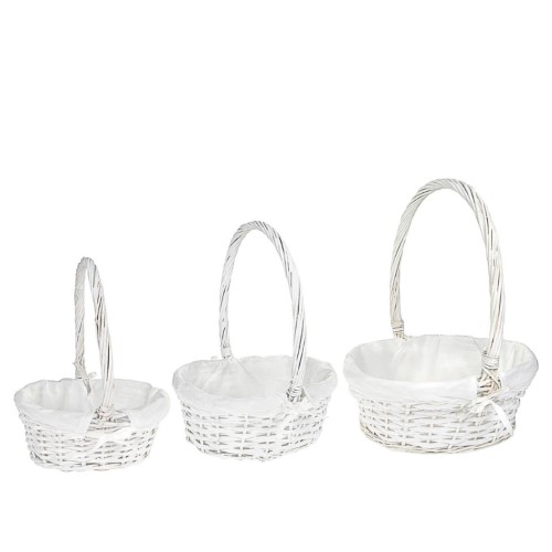Cesto Oval com Asa - Pack 3, Branco