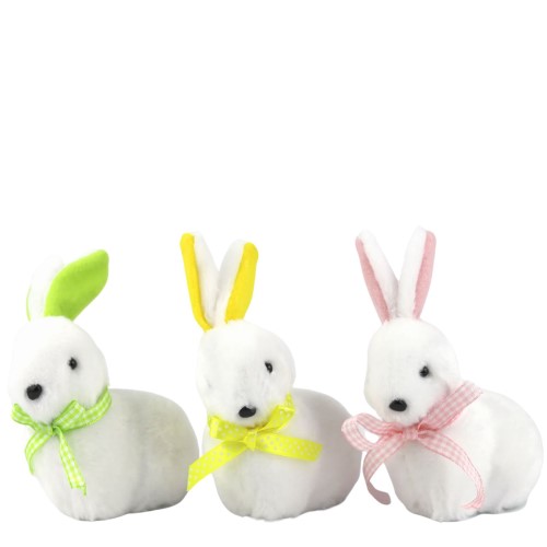 Coelho Branco Decorativo com Pêlo
