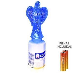 Círio Elétrico LED com Pilhas - Anjo, Azul