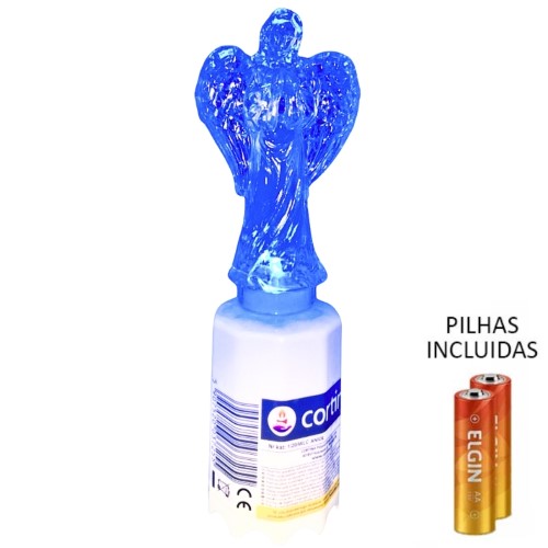 Círio Elétrico LED com Pilhas - Anjo, Azul