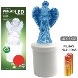 Círio Elétrico LED com Pilhas - Anjo, Azul