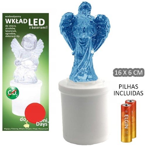 Círio Elétrico LED com Pilhas - Anjo, Azul