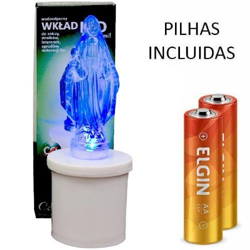 Círio Elétrico LED com Pilhas - Maria, Azul