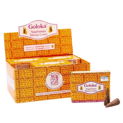 Incenso em Cone - 10 Unidades, Nag Champa Goloka