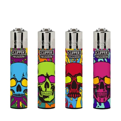 Isqueiro Clipper Recarregável - Color Skulls