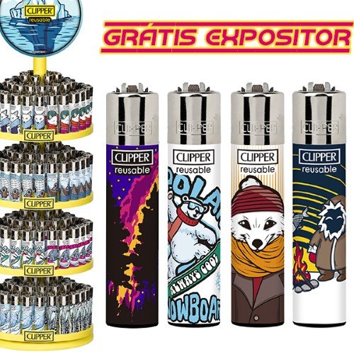 Isqueiro Clipper Recarregável com Expositor - Winter