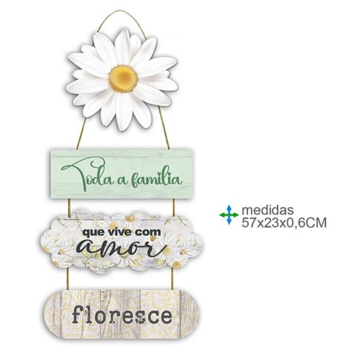 Placa de Parede em MDF com Texto 57x23x0,6cm