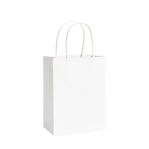 Saco de Papel com Asas Torcidas 11x6x15cm - Branco