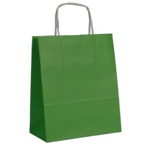 Saco de Papel Colorido com Asas Torcidas 32x12x41cm - Verde Escuro