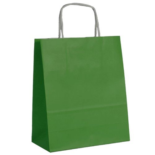 Saco de Papel Colorido com Asas Torcidas 32x12x41cm - Verde Escuro