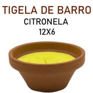 Tigela de Barro com Cera 12cm - Citronela