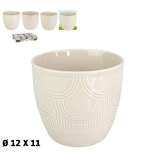 Vaso com Relevo / Textura em Cerâmica 12x12x11cm