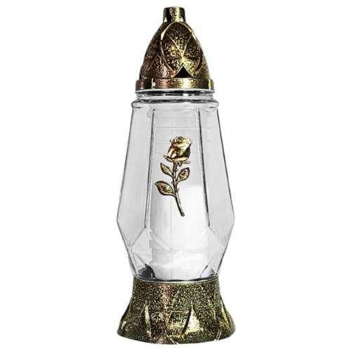 Candeeiro de Vidro com Tampa - Recarga P220, Dourado