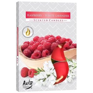 Velas Tealight Perfumadas - Pack 6, 352 Framboesa e Lavanda Branca