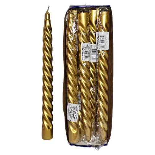 Vela Espiral 25cm - Dourado, Pack 8