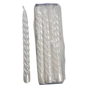 Vela Espiral 25cm - Pérola, Pack 8