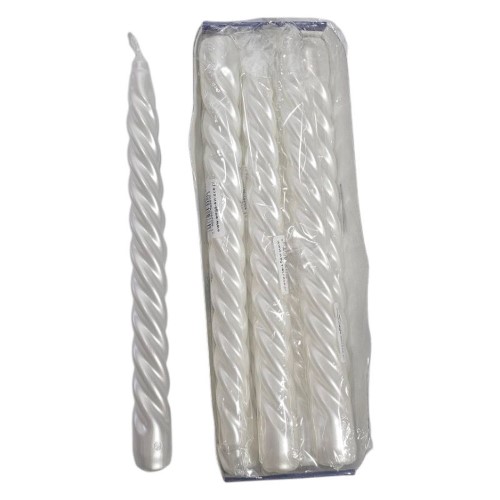 Vela Espiral 25cm - Pérola, Pack 8