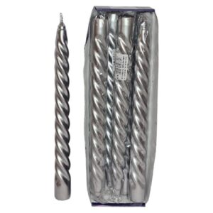 Vela Espiral 25cm - Prateado, Pack 8